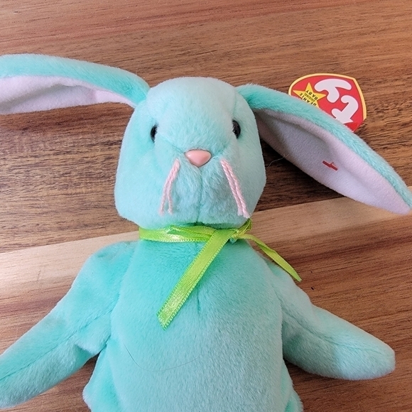Vintage NWT Beanie Babies Hippity Green Bunny Plush 1996 P.V.C. Pellets 6-1-96 - Picture 6 of 16